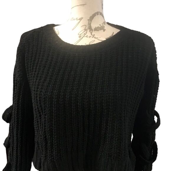 Candies Black Crewneck Pull On Sweater Small - Picture 5 of 13